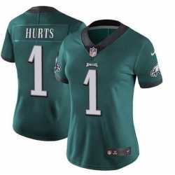 Womens Philadelphia Eagles #1 Jalen Hurts Limited Green Vapor Untouchable NFL Jersey